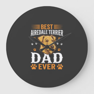 Reloj Redondo Grande Mejor padre de Airedale Terrier de todos los tiemp