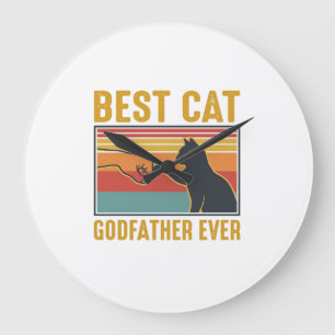 Reloj Redondo Grande Mejor Padrino de Gato Jamás Diseño de Gato Antiguo