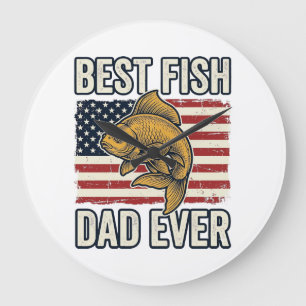 Reloj Redondo Grande Mejor Papá de Peces de la Historia Diseño de Camis