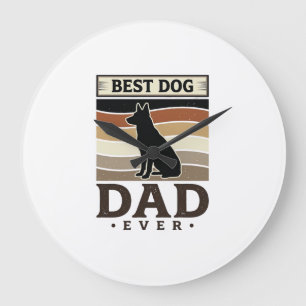 Reloj Redondo Grande Mejor papá de perro vintage diseño de amante de pe