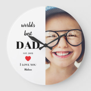 Reloj Redondo Grande Mejor Papá del Mundo Te Amo Foto Personalizada de 