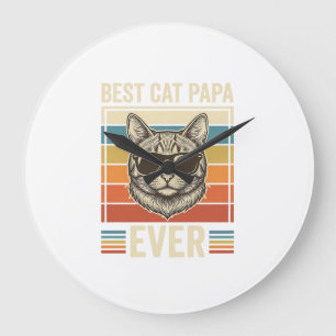 Reloj Redondo Grande Mejor Papá Gato de la Historia Diseño Vintage Cami