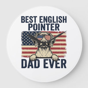 Reloj Redondo Grande Mejor papá Pointer inglés patriota perrito
