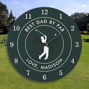 Reloj Redondo Grande Mejor Papá Por Par Golfer Nombre Personalizado