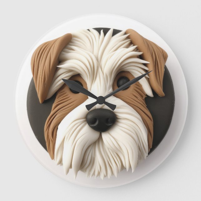 Reloj Redondo Grande Mejor Perro Terrier Inspirado en 3D (Anverso)