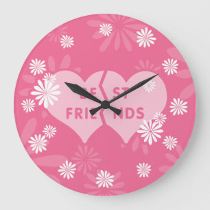 Reloj Redondo Grande Mejores Amigas Corazones Unidos
