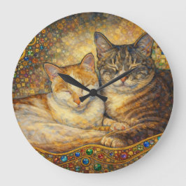 Reloj Redondo Grande Mejores amigos gatos inspirados en Klimt