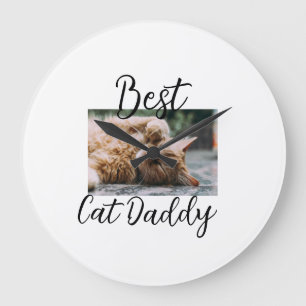 Reloj Redondo Grande Mejores padres gato Daddy padres mascota foto papá