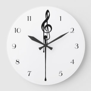 Reloj Redondo Grande MELTPOINT BLANCO Números de Personalizado G-Clef n