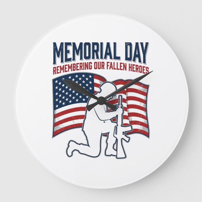 Reloj Redondo Grande Memorial Day Fallen Heroes Patriotic Soldier Shirt (Anverso)
