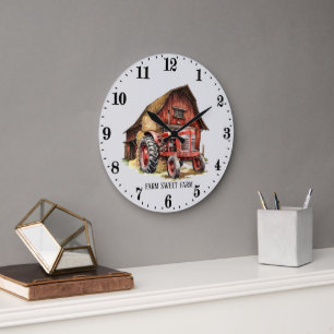 Reloj Redondo Grande Mensaje de adición de un tractor de granja de Guay