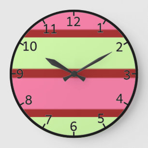 Reloj Redondo Grande Menta y rayas rosadas