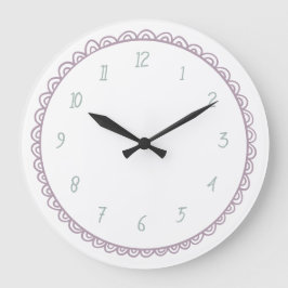Reloj Redondo Grande Menta y Rosa Minimalista Garabato Dibujado a Mano