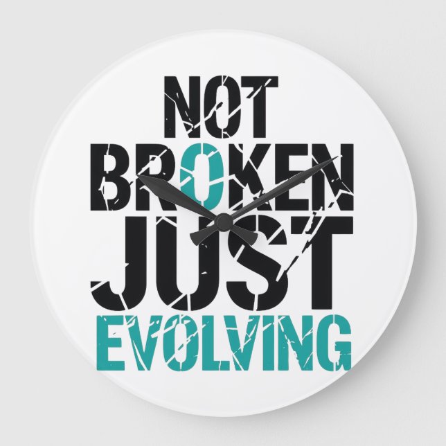 Reloj Redondo Grande Mental Health Recovery Not Broken Quote (Anverso)