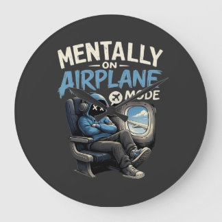 Reloj Redondo Grande Mentally On Airplane Mode Shirt Funny Anime boy