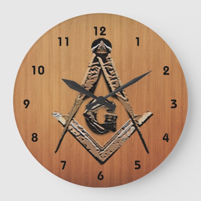 Reloj Redondo Grande Mentes masónicas (dorado) (Anverso)