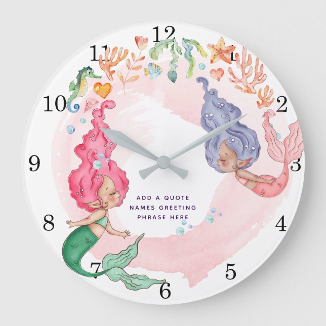 Reloj Redondo Grande MERMAIDS personalizado (Anverso)