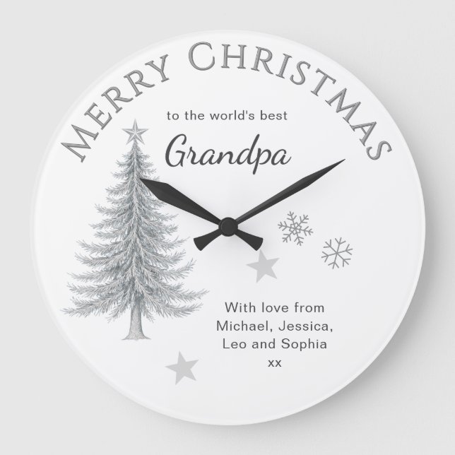 Reloj Redondo Grande Merry Christmas Grandpa Personalized Keepsake (Anverso)