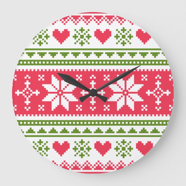 Reloj Redondo Grande Merry Christmas pattern 3 (Anverso)