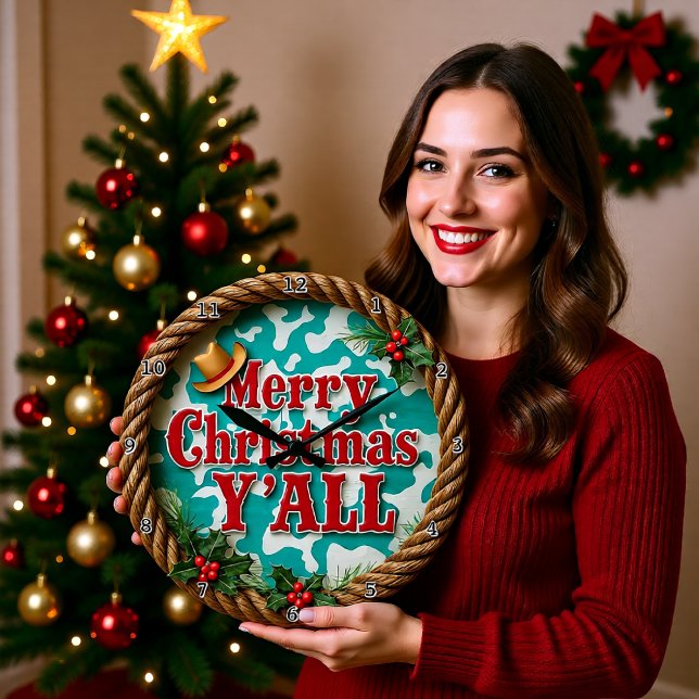 Reloj Redondo Grande Merry Christmas Y'All (Subido por el creador)