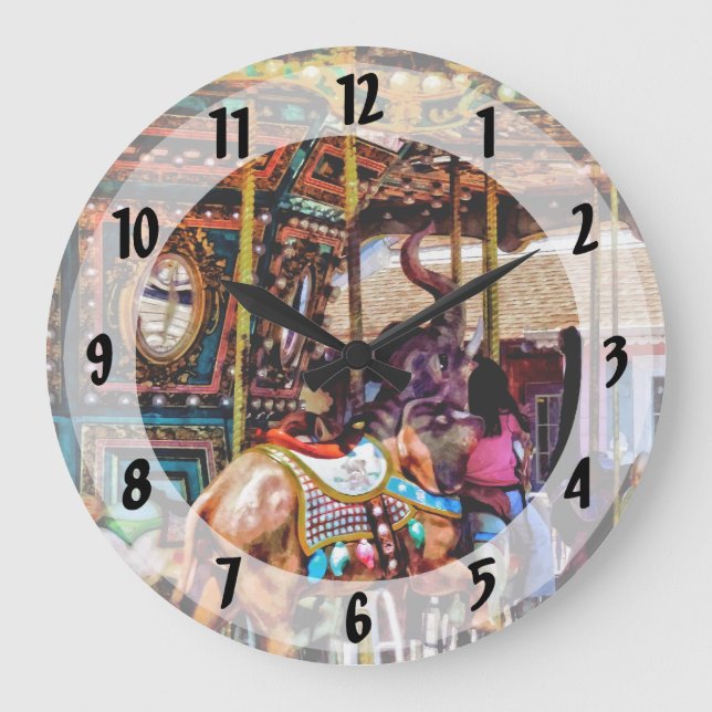 Reloj Redondo Grande Merry Go Round With Elephants (Anverso)