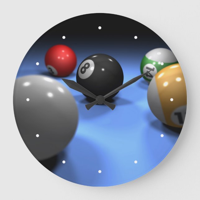 Reloj Redondo Grande Mesa de billar (Anverso)