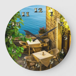 Reloj Redondo Grande Mesas al aire libre en el restaurante