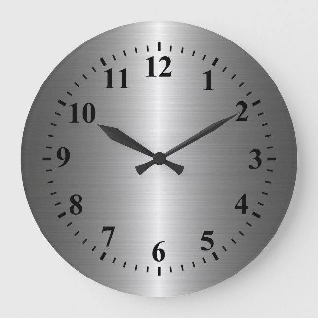 Reloj Redondo Grande Metal de plata fresco del acero inoxidable (Anverso)