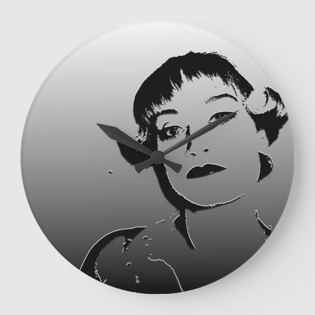 Reloj Redondo Grande Metal like black and white stylish clock (Anverso)