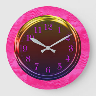 Reloj Redondo Grande Metálico Moderno, Brillo Neón, Único,