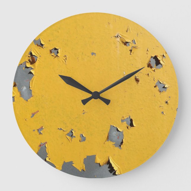 Reloj Redondo Grande Metalizado amarillo roto: textura sucia. (Anverso)