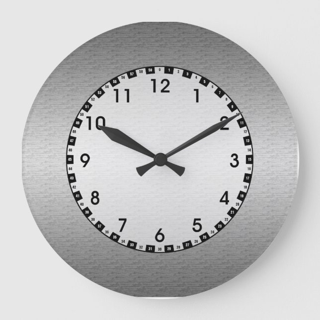 Reloj Redondo Grande Metalizado cepillado (Anverso)