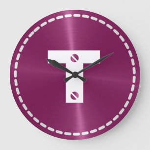 Reloj Redondo Grande Metalizado de acero inoxidable brillante marrón