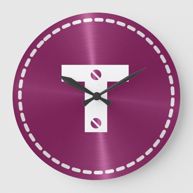 Reloj Redondo Grande Metalizado de acero inoxidable brillante marrón (Anverso)