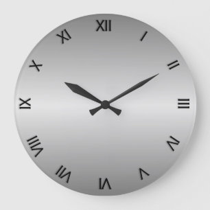 Reloj Redondo Grande Metalizado mirada plateada con números romanos