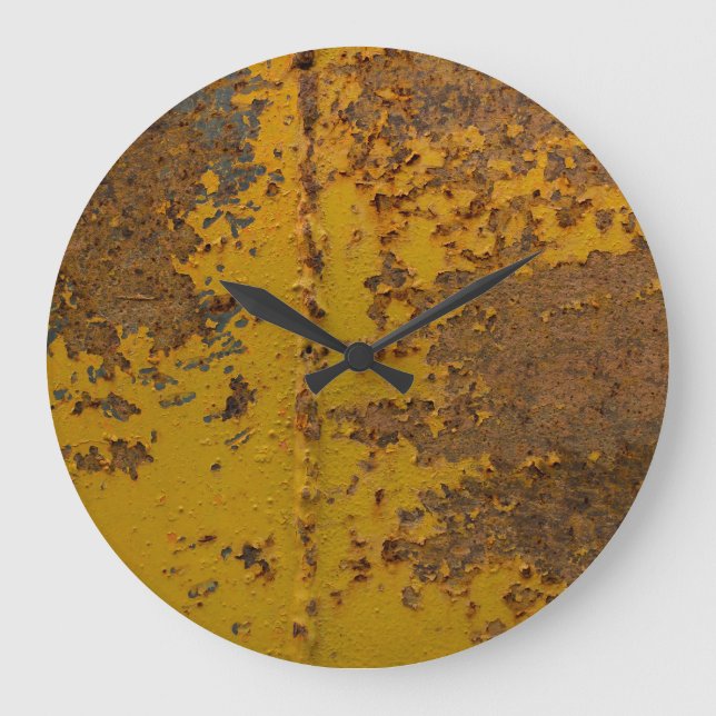 Reloj Redondo Grande Metalizado oxidado: textura de roya gruesa (Anverso)