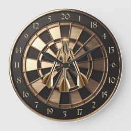 Reloj Redondo Grande Metall Dartboard mit Dartpfeilen Gold Metalleffekt