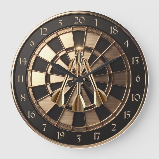 Reloj Redondo Grande Metall Dartboard mit Dartpfeilen Gold Metalleffekt (Anverso)
