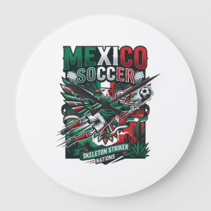 Reloj Redondo Grande México Fútbol Esqueleto Delantero Naciones Premium
