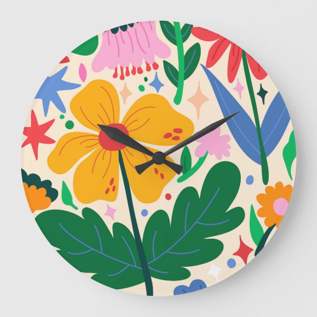 Reloj Redondo Grande Mezcla de flores (Anverso)