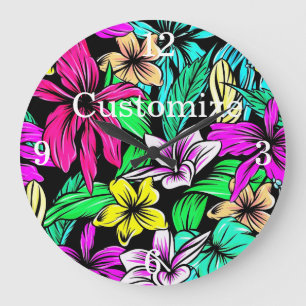 Reloj Redondo Grande Mezcla de Flores Tropicales Thunder_Cove