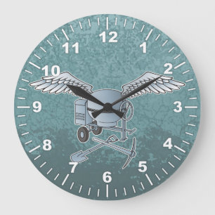 Reloj Redondo Grande Mezcla de hormigón azul-gris