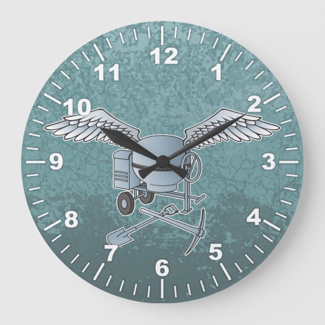 Reloj Redondo Grande Mezcla de hormigón azul-gris (Anverso)