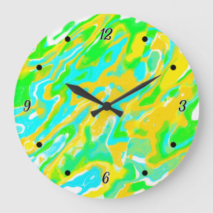 Reloj Redondo Grande Mezcla de pintura líquida de textura de mármol de
