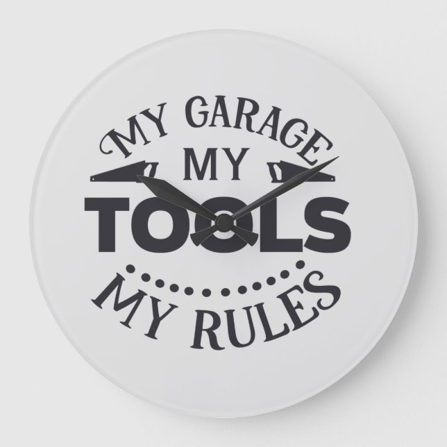 Reloj Redondo Grande Mi garaje mis reglas (Anverso)