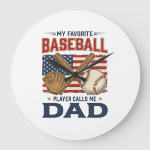 Reloj Redondo Grande Mi jugador de béisbol favorito me llama papá vinta