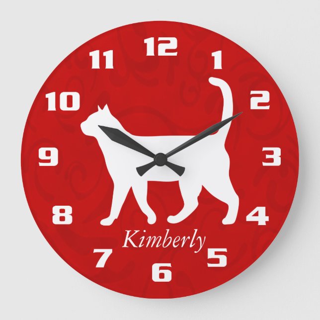 Reloj Redondo Grande Mi Personalizado de gato cutto Agregar nombre Masc (Anverso)