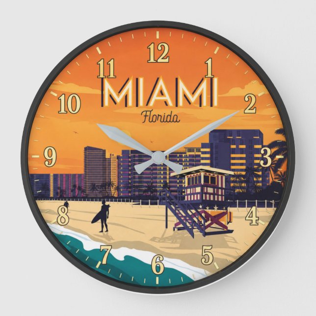 Reloj Redondo Grande Miami Florida Beach (Anverso)