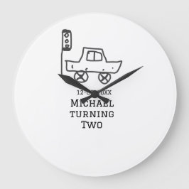 Reloj Redondo Grande Michael turning two birthday toy car traffic light