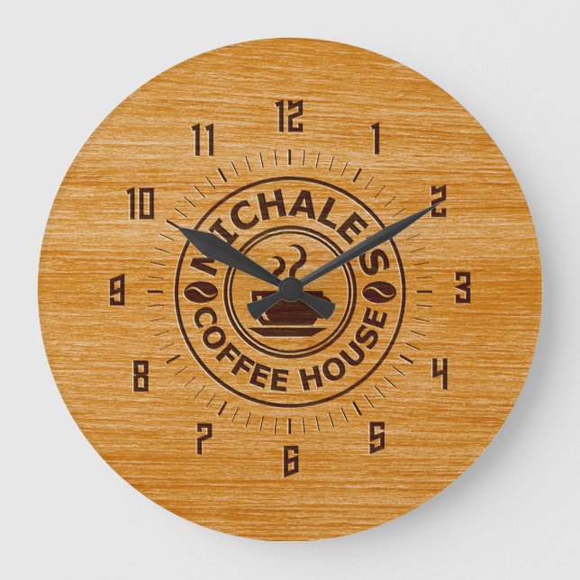 Reloj Redondo Grande Michale's Coffee House Engrave Effect Wall Clock (Anverso)